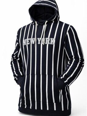 V.A.L.A. Men’s Long Sleeve Hoodie XL – Charcoal Navy White Striped “NEW YORK”